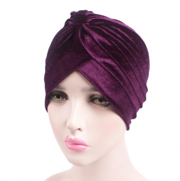 Topi Turban dengan Bahan Velvet